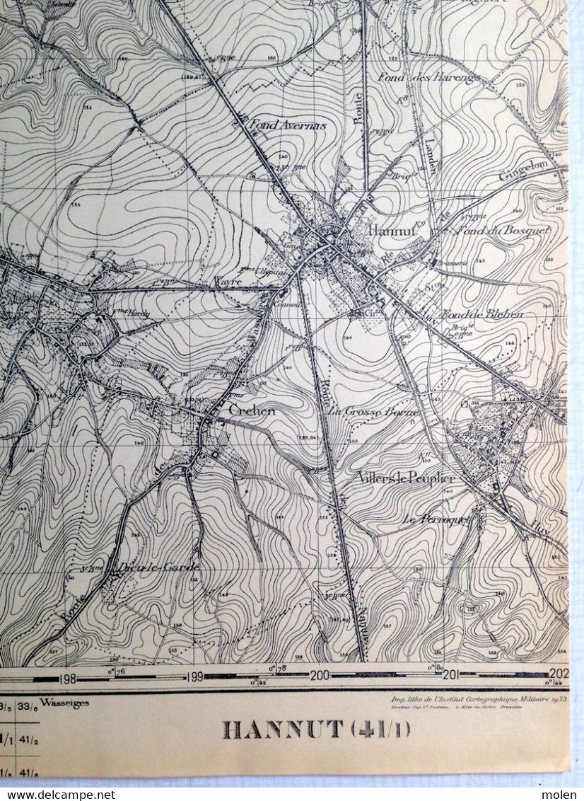 Situation1903 HANNUT CARTE ETAT MAJOR 41/1 THISNES WANSIN LINCENT WALSHOUTEM WAASMONT CREHEN BERTREE HALLET WEZEREN S744 - Hannut