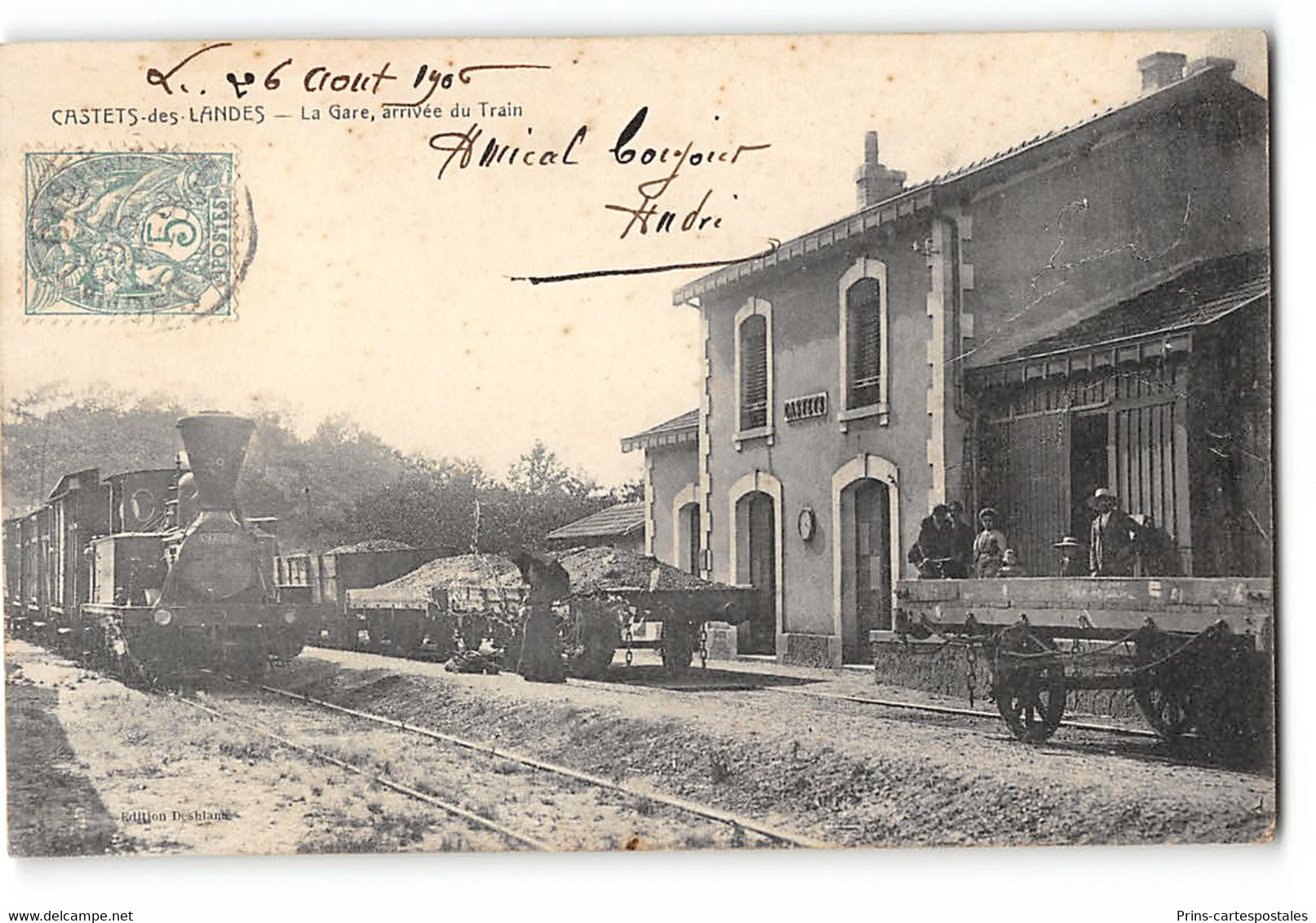 CPA 40 Castets Des Landes La Gare Et Le Train Tramway - Castets