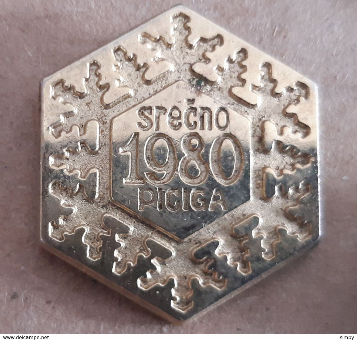 Happy New Year 1980 Slovenia Pin - Christmas