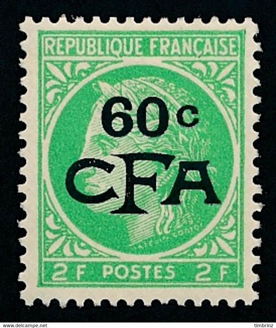 REUNION 1949-52 - Yv. 286 (=FR 680 + Surch) **   Cote= 9,00 EUR - Type Cérès De Mazelin 2f Vert-jaune  ..Réf.FRA29191 - Unused Stamps