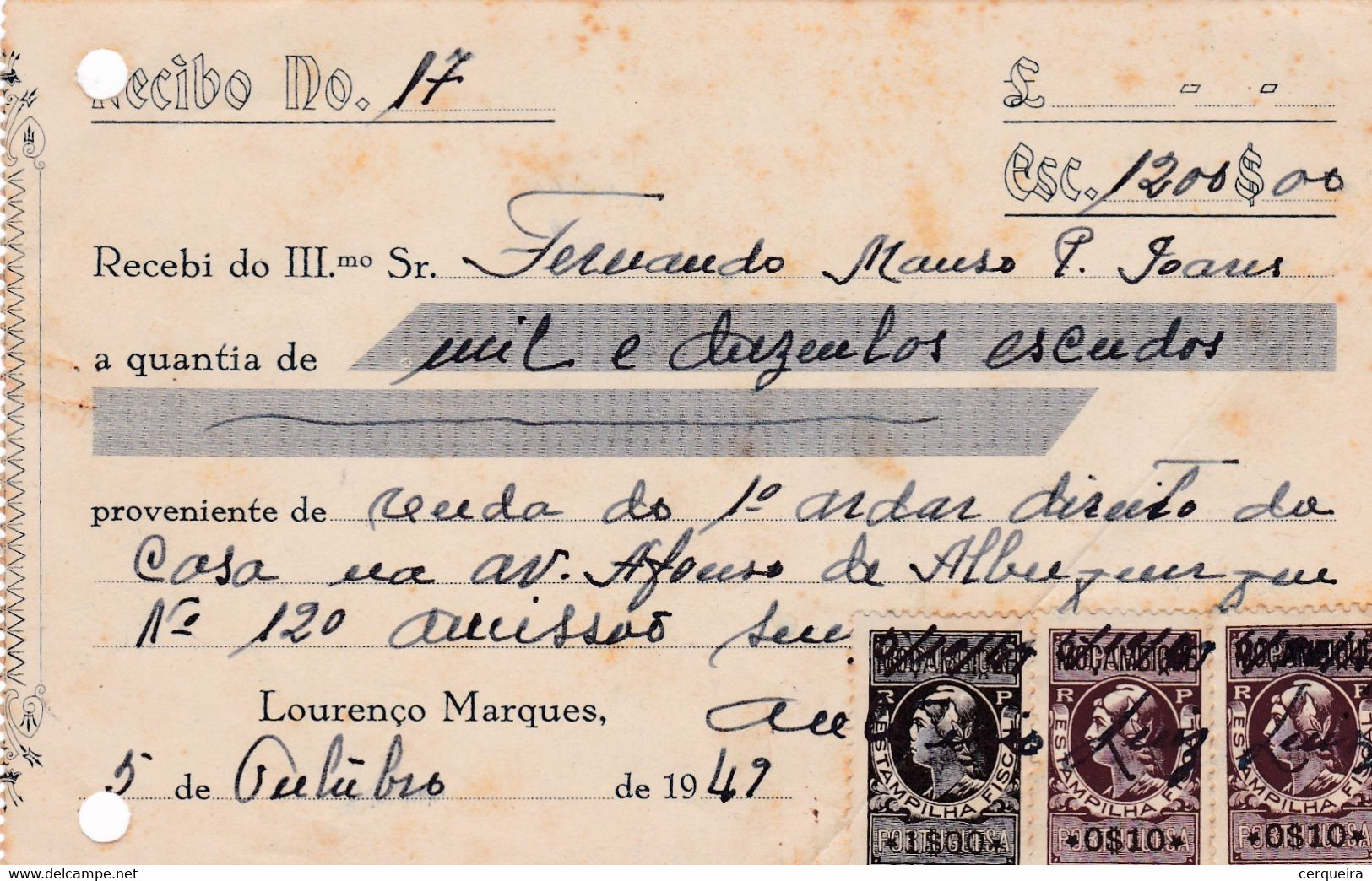 MOÇAMBIQUE-FISCAL X 3 - Lettres & Documents