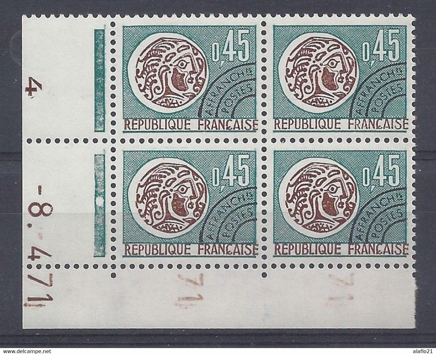 MONNAIE GAULOISE - PREO N° 132 - Bloc De 4 COIN DATE - NEUF** - 8/4/71 - 1 Point - Precancels