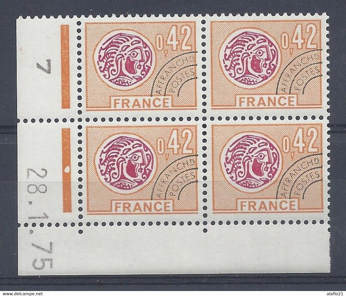 MONNAIE GAULOISE - PREO N° 134 - Bloc De 4 COIN DATE - NEUF** - 28/1/75 - 1 Point - Prematasellados