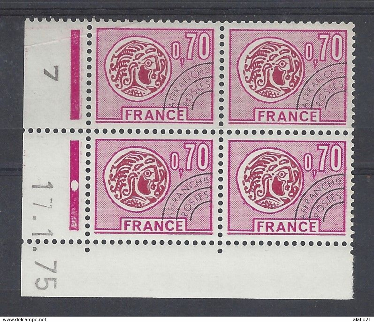 MONNAIE GAULOISE - PREO N° 136 - Bloc De 4 COIN DATE - NEUF** - 17/1/75 - 1 Point - Préoblitérés