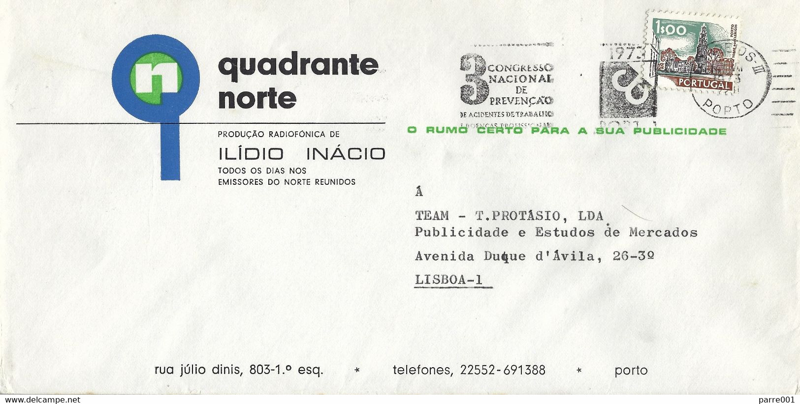 Portugal 1973 Porto 3rd National Congress Work Accidents Postmark Cover - Accidents & Road Safety