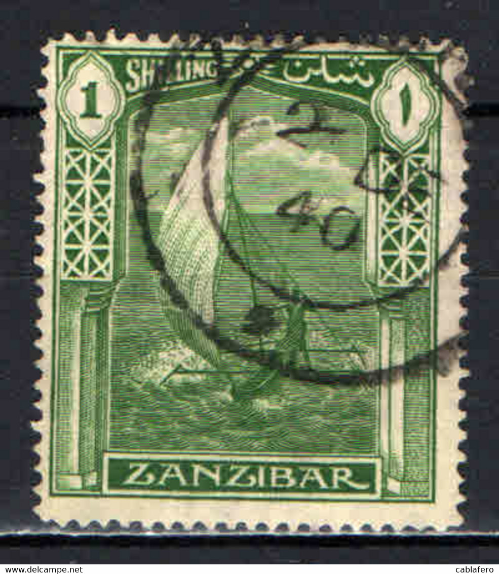 ZANZIBAR - 1936 - DHOW - IMBARCAZIONE TIPICA DELL'OCEANO INDIANO - USATO - Zanzibar (...-1963)