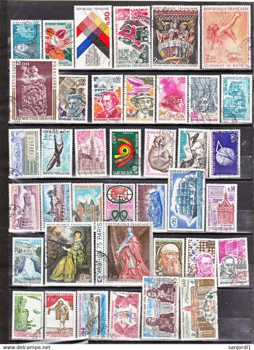 France 1973 1737 1782 Année Poste Et PA 48 Oblitérés Used Cote 24.8 - 1970-1979