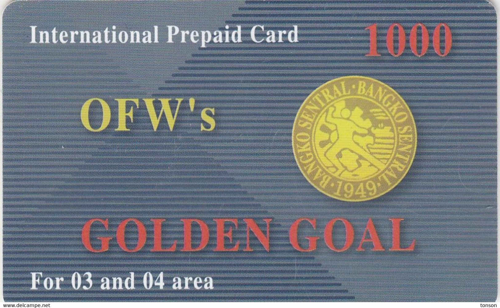 Philippines, OFW's Golden Goal, International Prepaid Card, Bangko Sentral, 2 Scans - Filippine