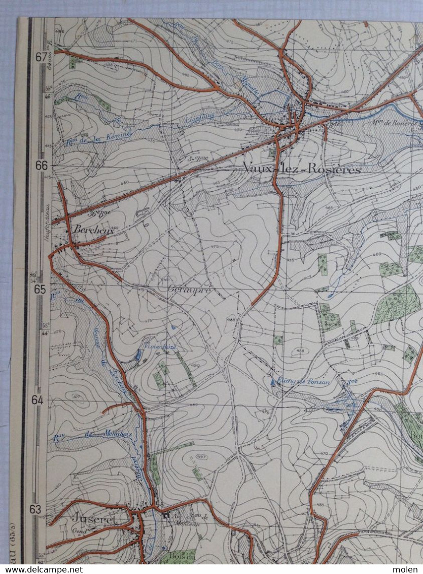 Situation 1922 JUSERET Vaux-sur-Sûre CARTE ETAT MAJOR 65/6 VAUX-LEZ-ROSIERES NIVES SURE COBREVILLE EBLY CHENE WITRY S776 - Vaux-sur-Sure