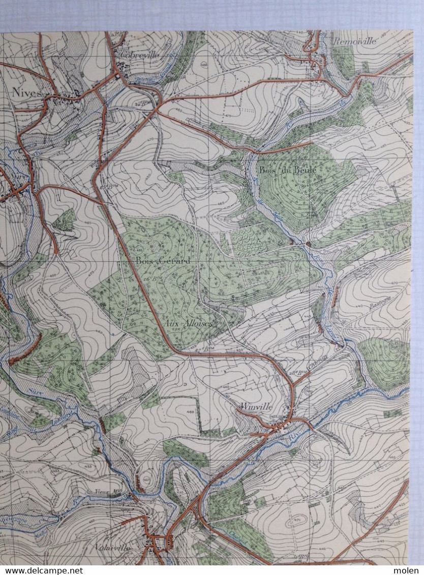 Situation 1922 JUSERET Vaux-sur-Sûre CARTE ETAT MAJOR 65/6 VAUX-LEZ-ROSIERES NIVES SURE COBREVILLE EBLY CHENE WITRY S776 - Vaux-sur-Sûre