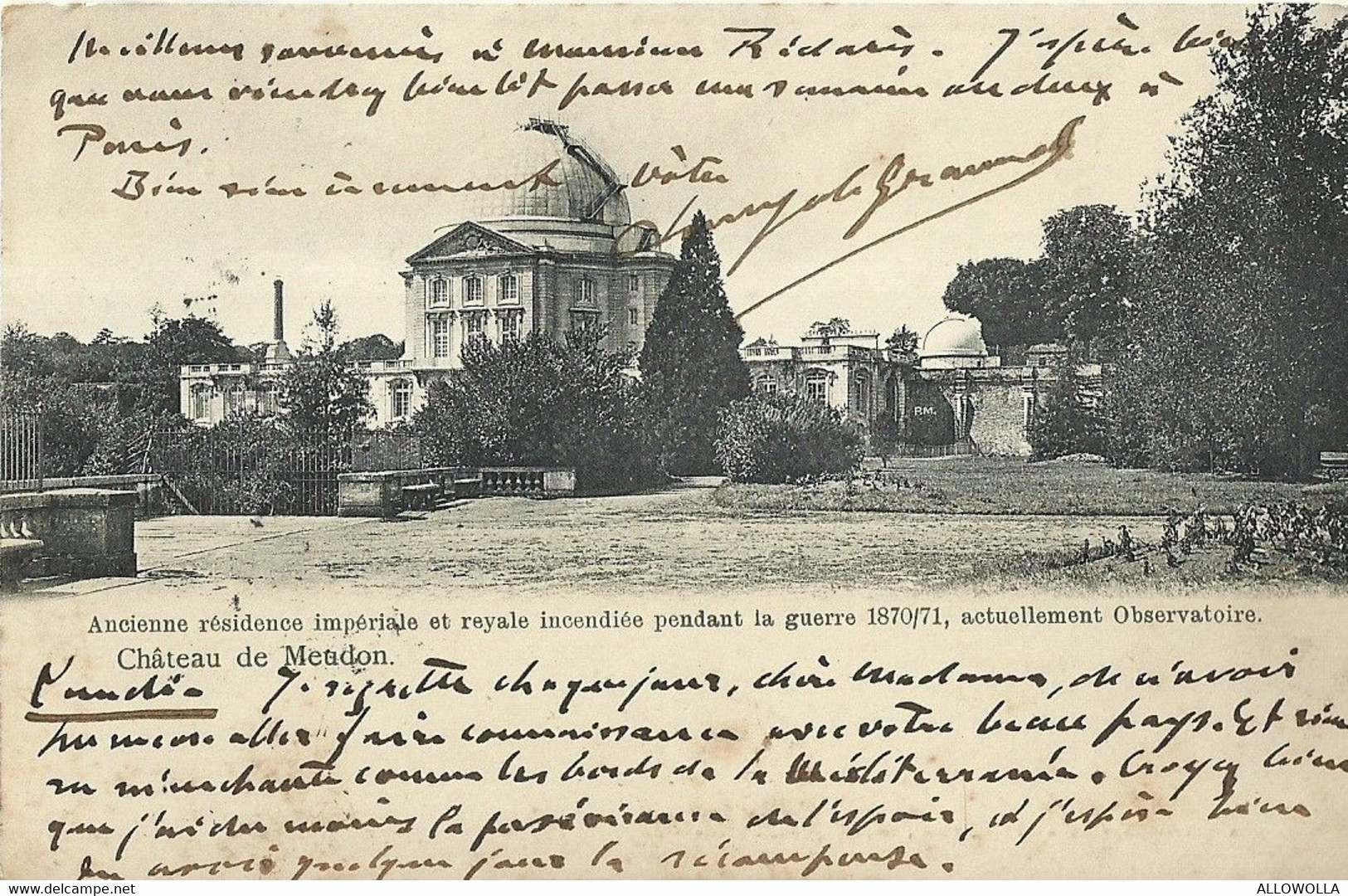 11147"CHATEAU DE MEUDON INCENDIE PENDANT LA GUERRE 1870/71 ACTUELLEMENT OBSERVATOIRE"-VERA FOTO-CART SPED 1909 - Astronomie