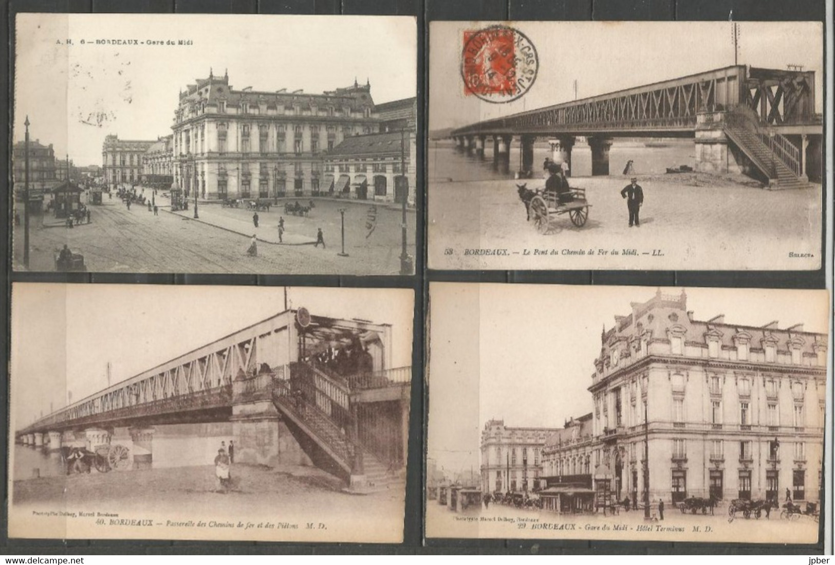 France - BORDEAUX - 4 CP - Gare, Hôtel Terminus, Pont Chemin De Fer - Bordeaux