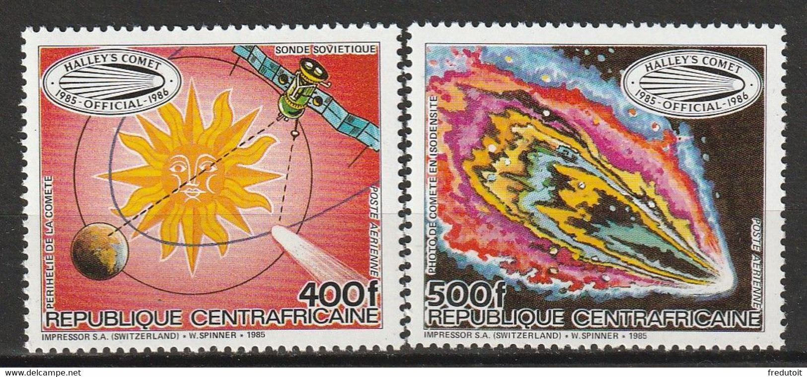 CENTRAFRIQUE - Poste Aérienne : N°336/7 ** (1985) Comète De Halley - República Centroafricana