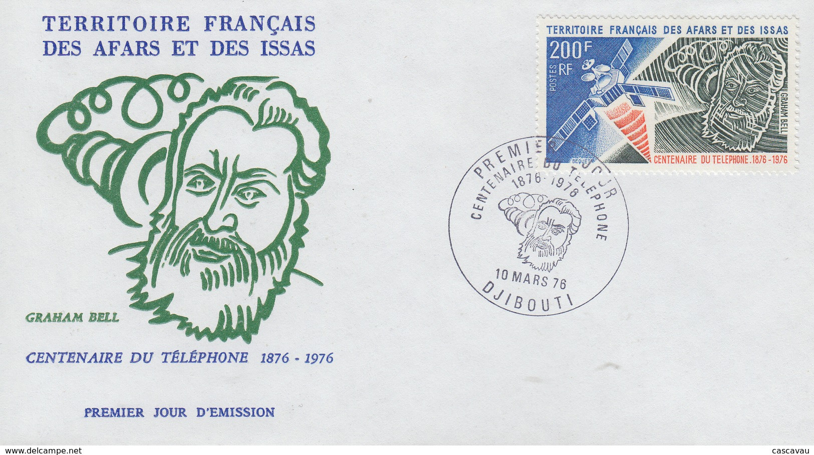 Enveloppe  FDC  1er Jour  TERRITOIRE  FRANCAIS   Des   AFARS  Et  ISSAS   Centenaire  Du  Téléphone  Graham  BELL   1976 - Other & Unclassified