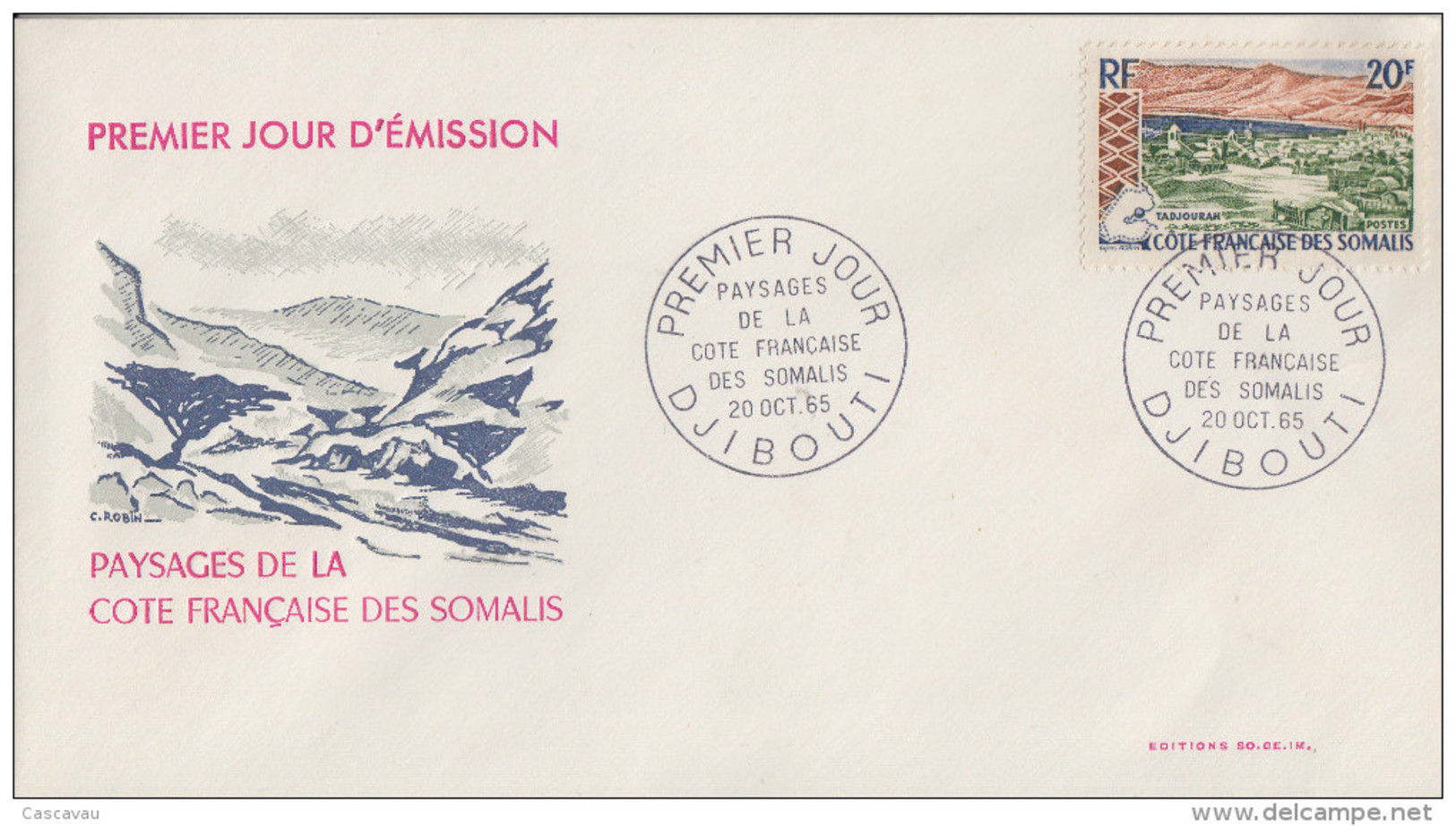 Enveloppe  FDC  1er  Jour  COTE  FRANCAISE  Des   SOMALIS    Paysages   1965 - Sonstige & Ohne Zuordnung