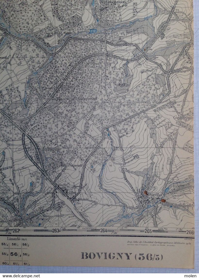 Situation 1924 BOVIGNY CARTE ETAT MAJOR 56/5 GOUVY COURTIL STERPIGNY SALMCHATEAU BECHE PROVEDROUX HONVELEZ CIERREUX S740 - Gouvy