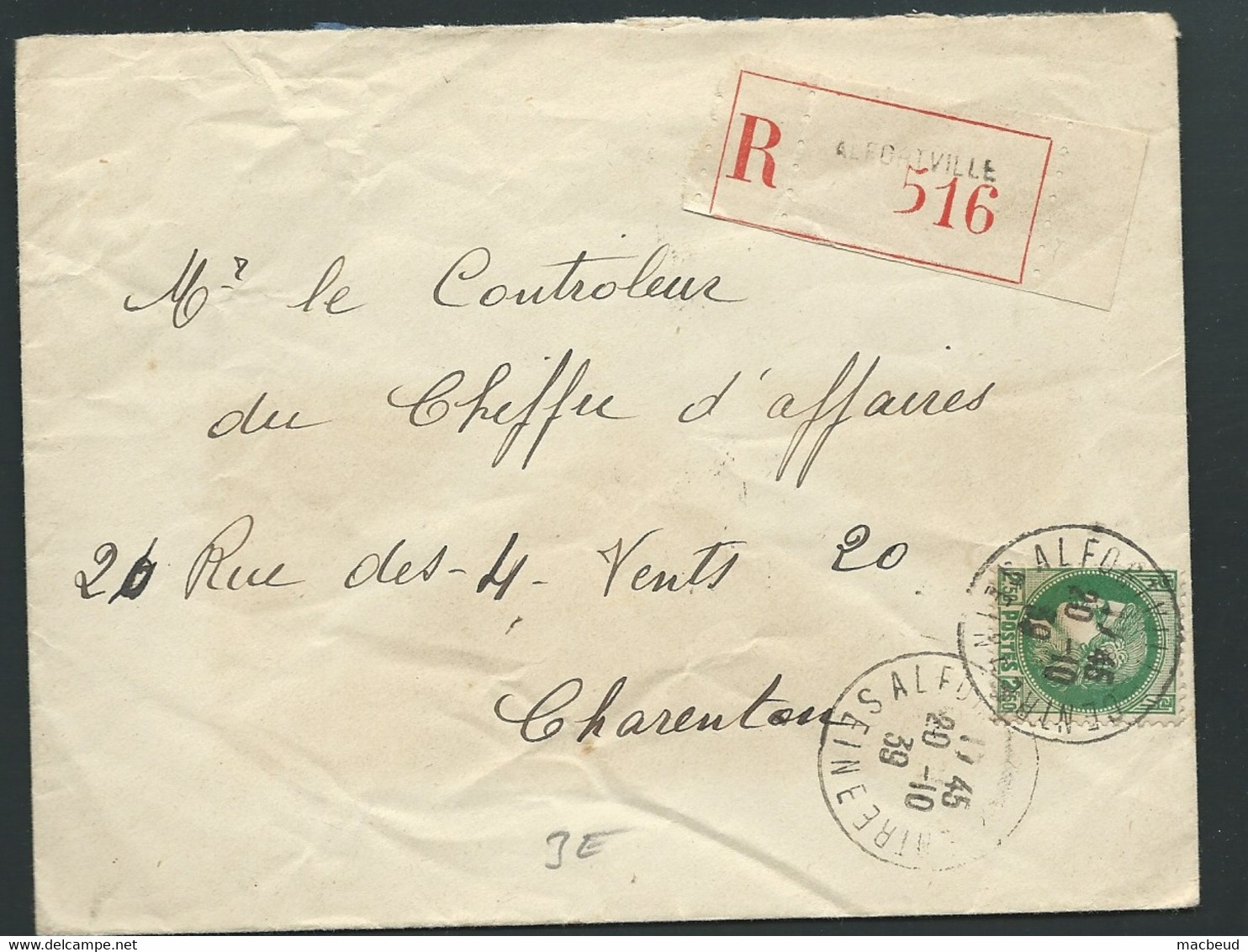 Yvert N° 375 Sur Lsc Recommandée Obl. Cad Alfortville 20/10/1939    LX 4803 - Cartas & Documentos