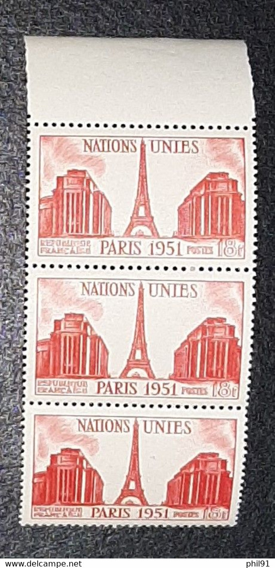 FRANCE    Nation Unies   Bande De 3    N° Y&T  911  ** - Unused Stamps