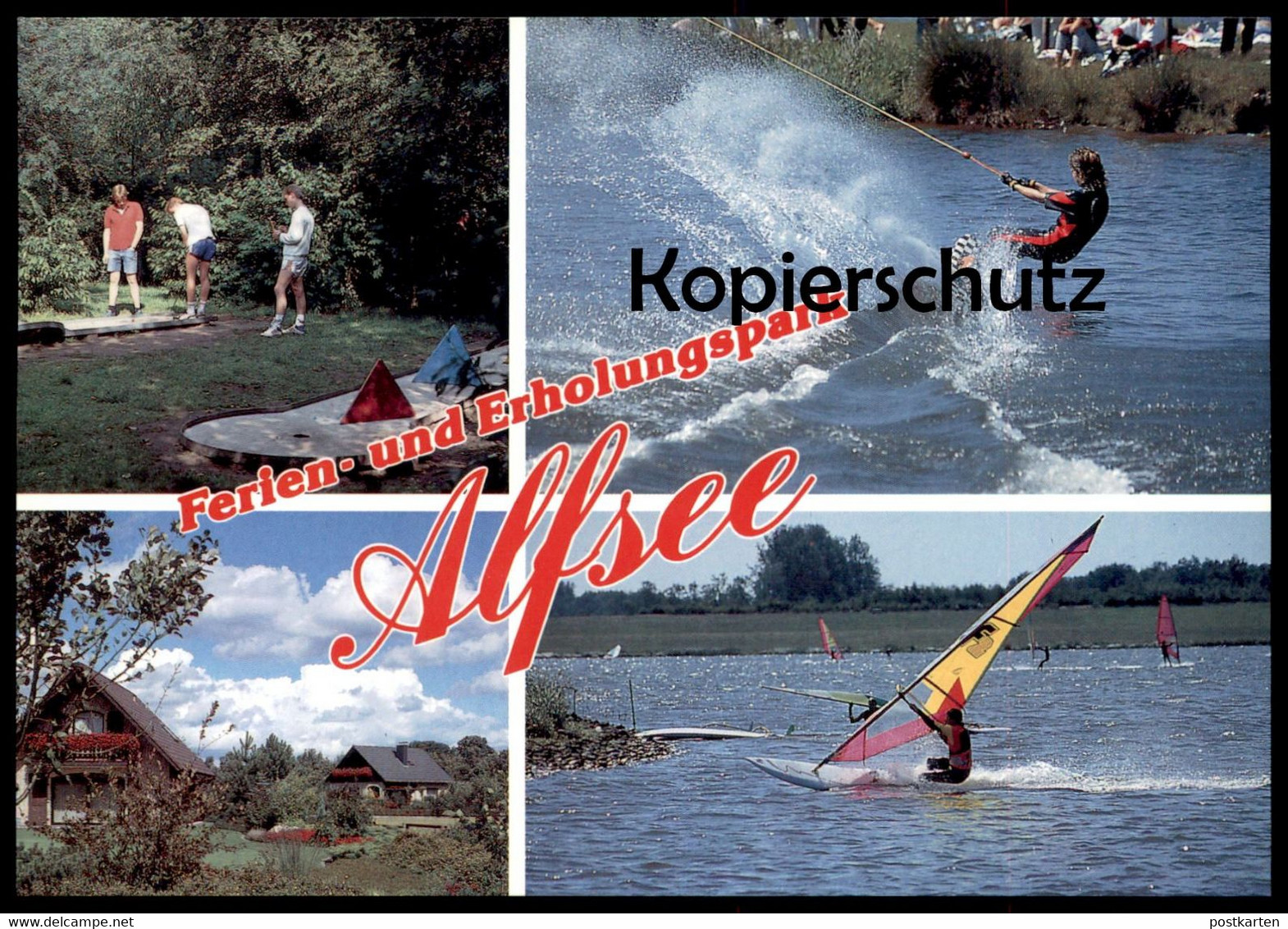 ÄLTERE POSTKARTE ERHOLUNGSPARK RIESTE ALFSEE WASSERSKI MINIGOLF SURFEN Water Ski Nautique Waterski Postcard Cpa - Wasserski