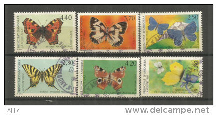 Papillons D'Andorre.    6 T-p Oblitérés , 1 ère Qualité. - Used Stamps