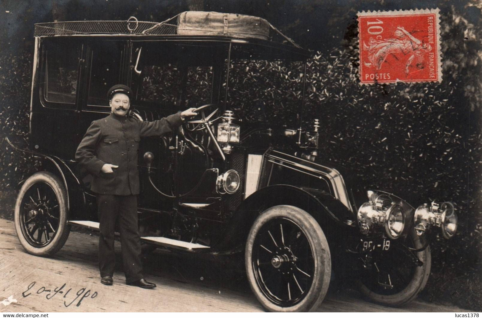 TRES BELLE CARTE PHOTO AUTOMOBILE ET CHAUFFEUR 1910 - Taxis & Huurvoertuigen