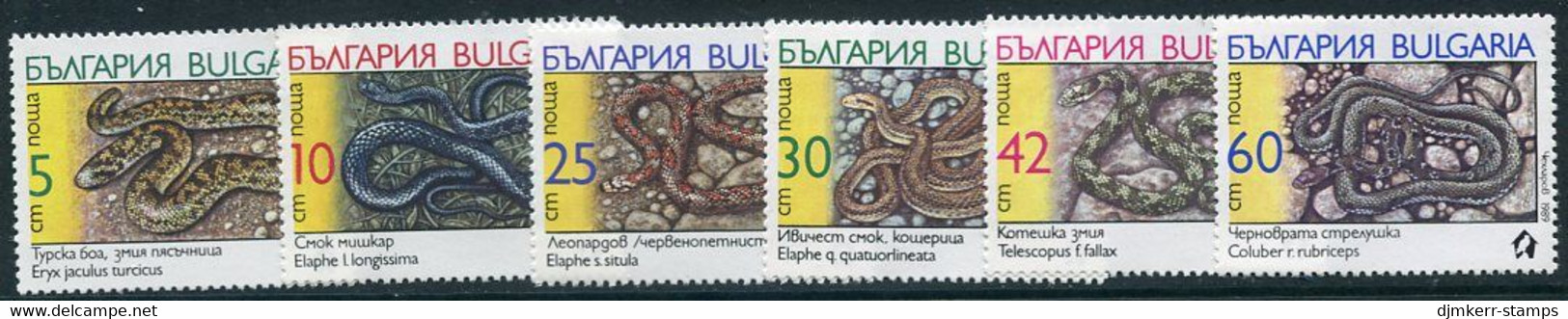 BULGARIA 1989 Snakes  MNH / **.  Michel 3784-89 - Neufs