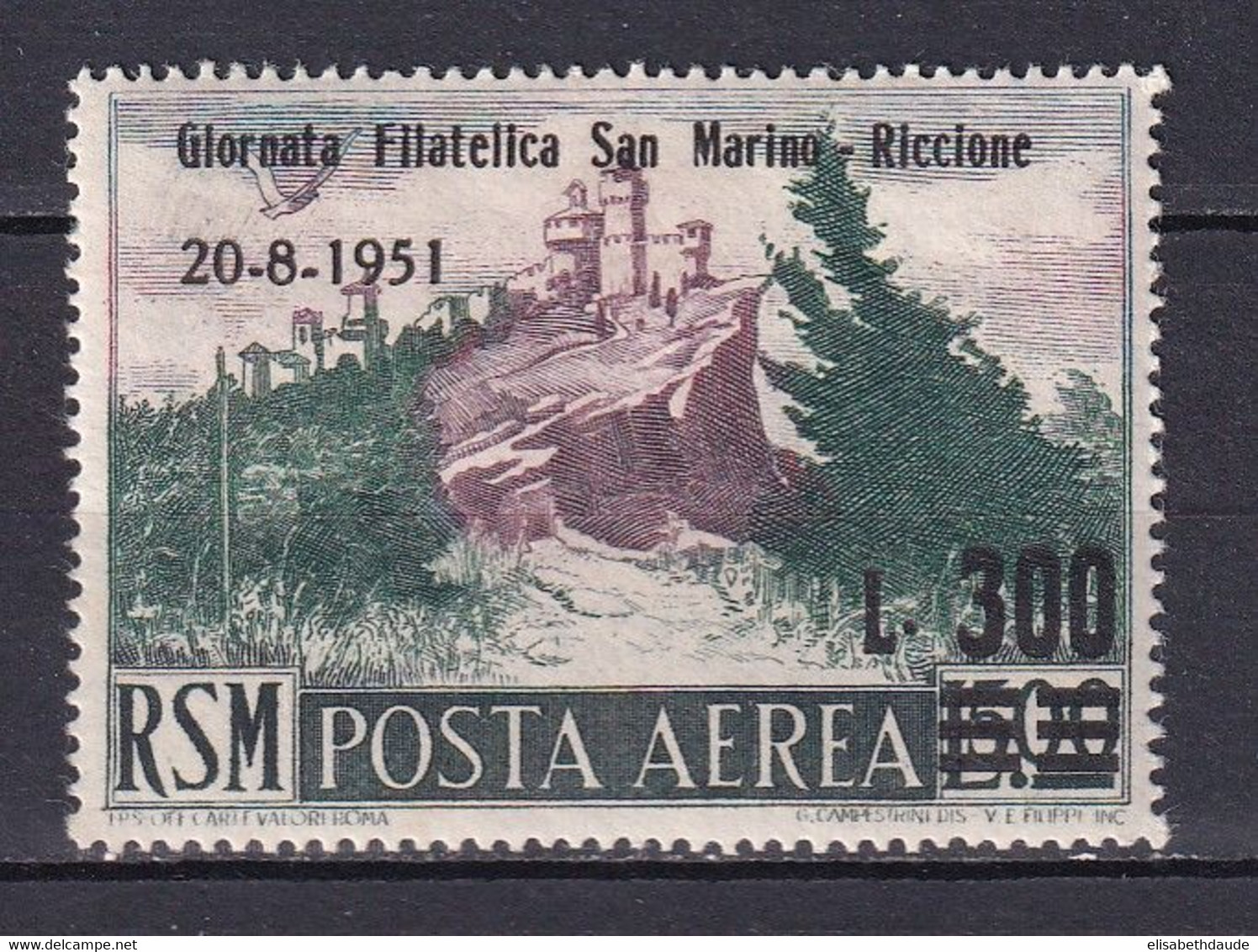 SAINT MARIN - 1951 - POSTE AERIENNE YVERT N°87 ** MNH - COTE = 100 EUROS - - Ungebraucht