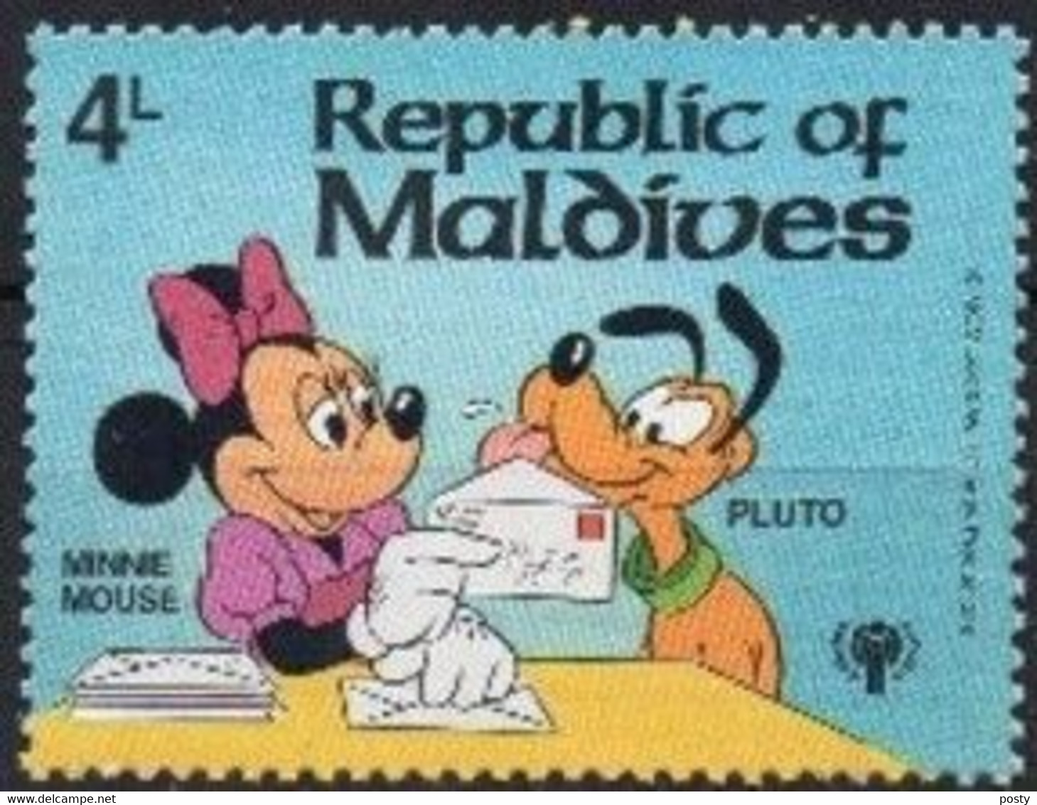 MALDIVES - DISNEY - 1979 - MINNIE - PLUTO - FERMANT UNE LETTRE - CLOSING A LETTER - - Maldives (1965-...)