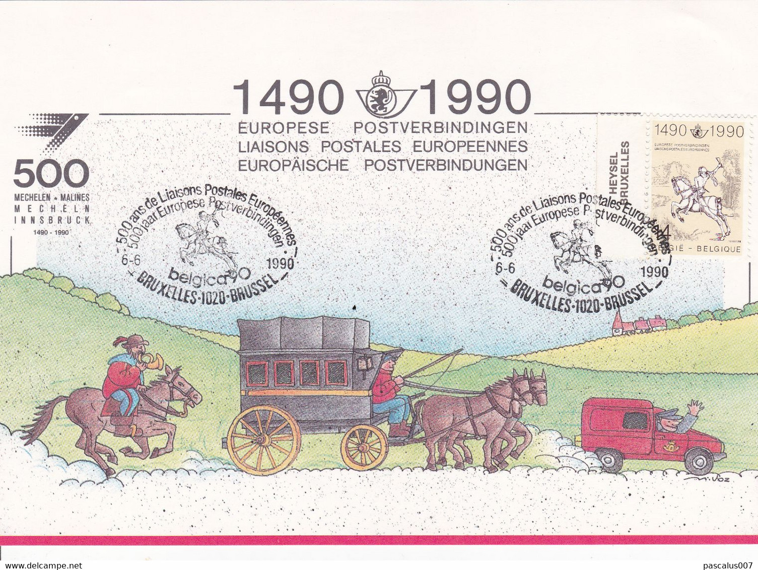 B01-370 Carte Souvenir Cs - Hk 2350 Liaison Postale Européenne Innsbruck-Malines émission Belge - Cartes Souvenir – Emissions Communes [HK]