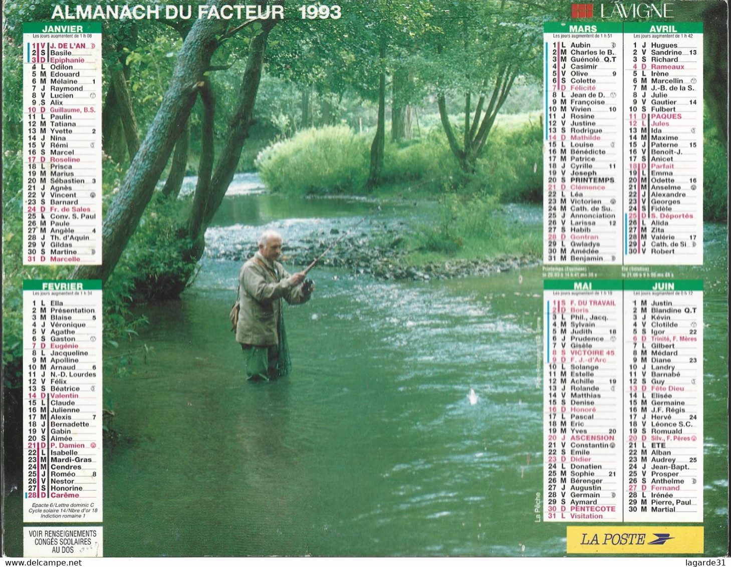 Almanach Du Facteur La Poste 1993 Ariège - Tamaño Grande : 1991-00