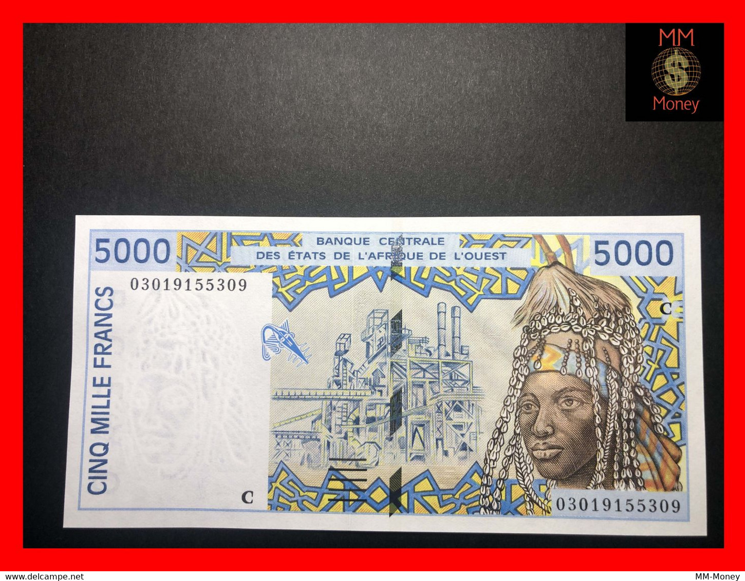 WEST AFRICAN STATES WAS  "C  Burkina Faso"   5.000 5000 Francs 2003 P. 313 Cm  UNC - West African States