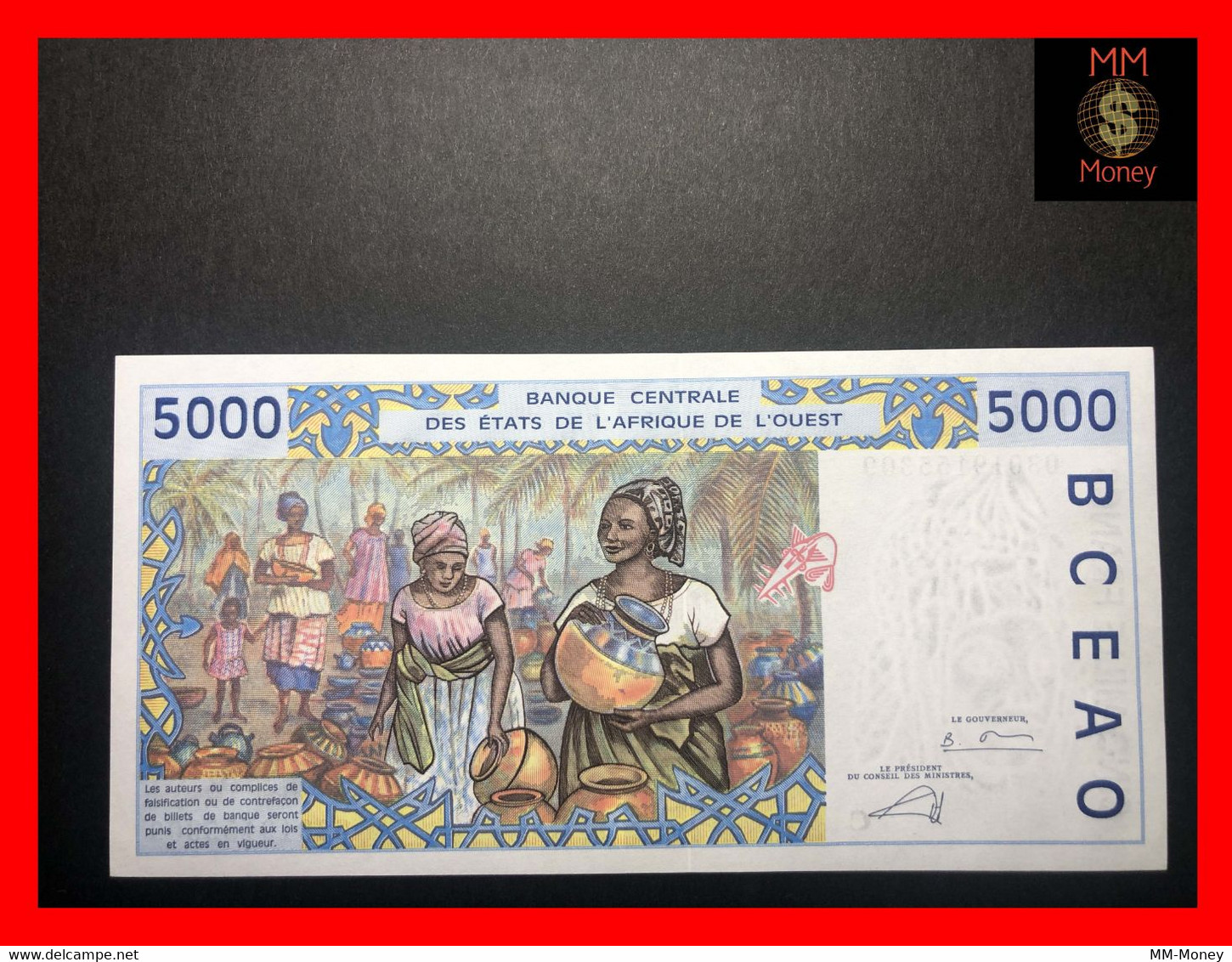 WEST AFRICAN STATES WAS  "C  Burkina Faso"   5.000 5000 Francs 2003 P. 313 Cm  UNC - West African States