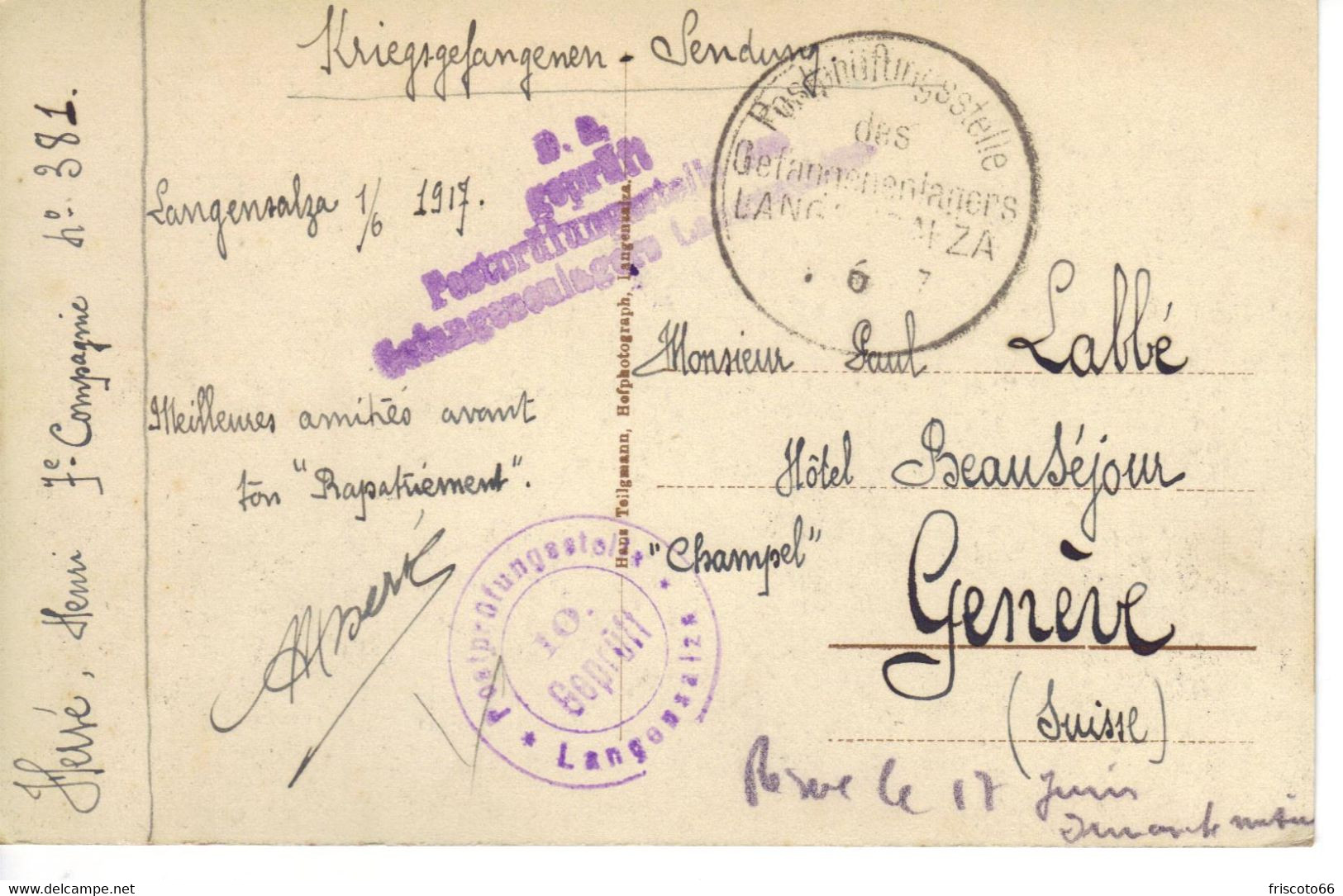 Kriegsgefangenen Lager Langensalza 1917 - Bad Langensalza
