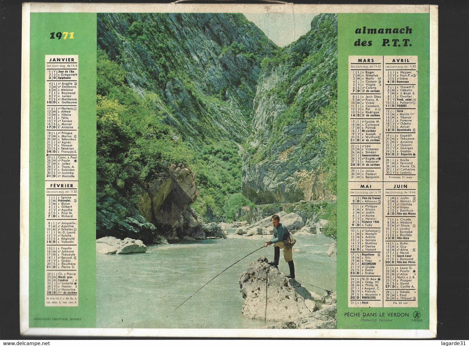 Almanach Du Facteur La Poste Ptt Ariège 1971 - Grossformat : 1971-80