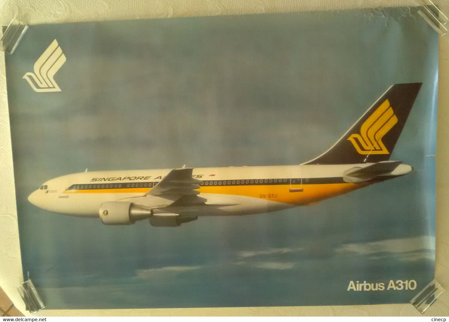 AFFICHE ORIGINALE ANCIENNE PUBLICITAIRE SINGAPOUR AIRLINES AIRBUS A310 AVIATION AVION - Posters