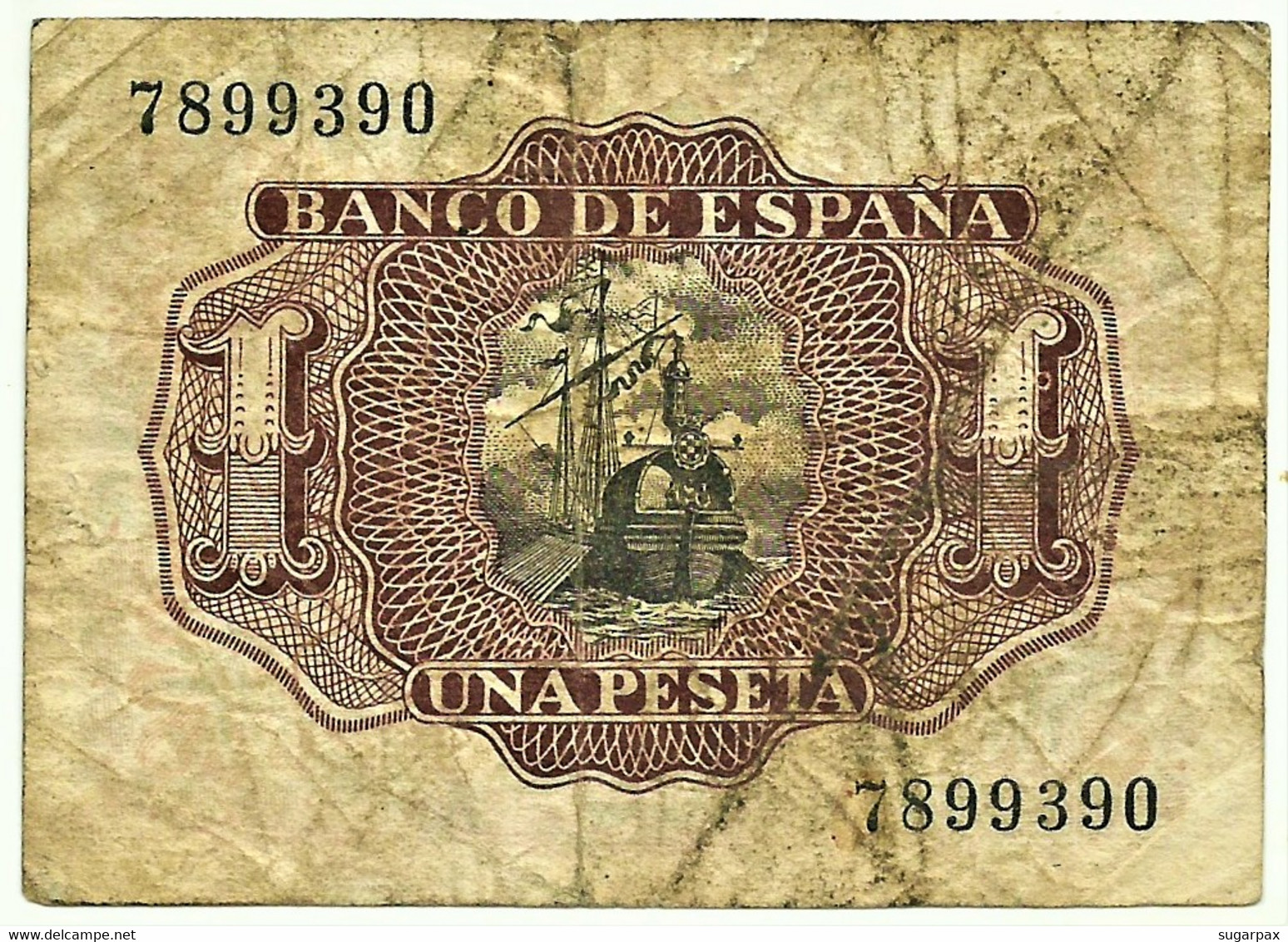 ESPAÑA - 1 Peseta - 22.07.1953 - Pick 144 - SIN SERIE - Spain - Marquês De Santa Cruz - 1-2 Pesetas