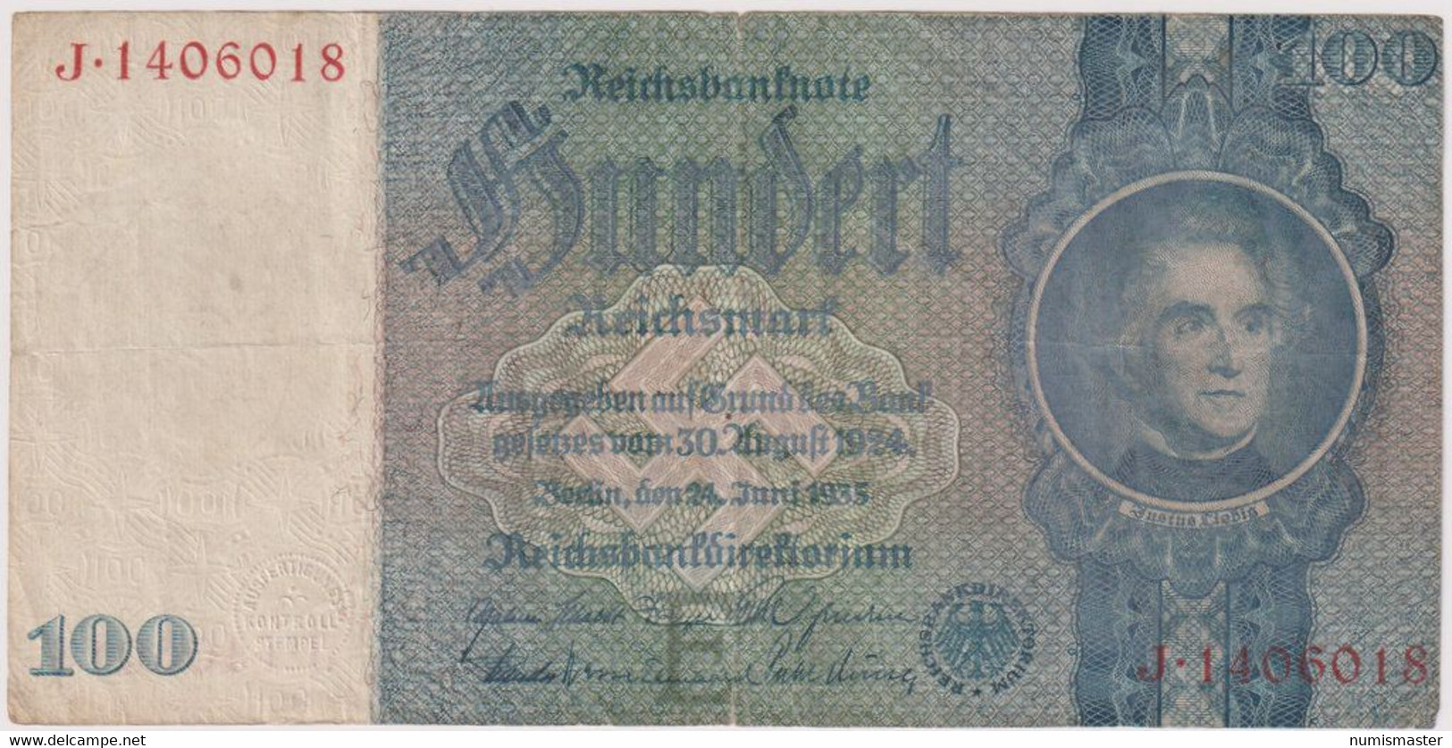 100 REICHSMARK 24.7.1935. P-183a - 100 Mark