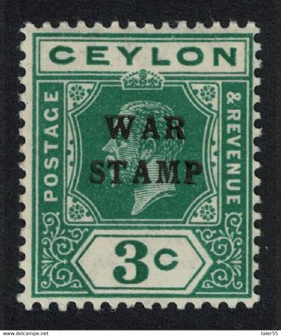 Ceylon 'WAR STAMP' Ovpt 3 Cents 1918 MNH SG#332 MI#183 - Ceylon (...-1947)