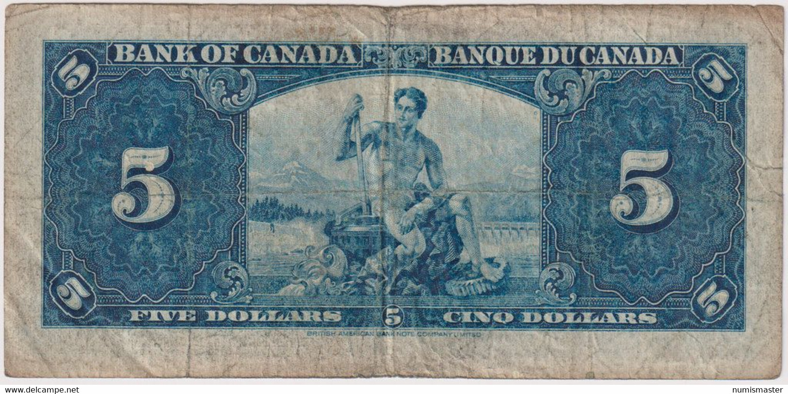 CANADA 5 DOLLARS 1937 , GORDON - TOWERS , P-60b - Canada