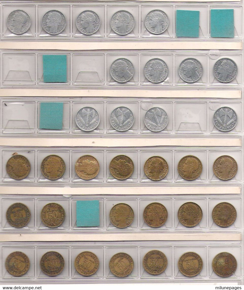 FRANCE Monnaies  Lot 33 Pièces 50 Centimes Chambre Commerce, Morlon Bronze Et Alu, Francisque Toutes Différentes - Sonstige & Ohne Zuordnung