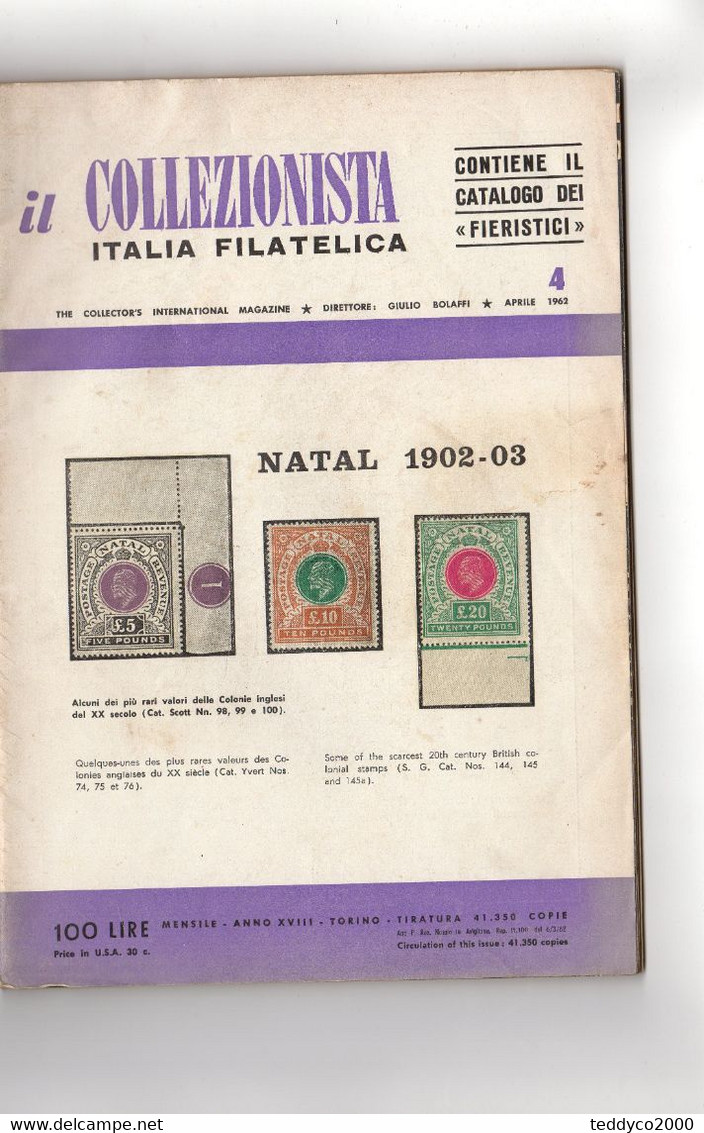 IL COLLEZIONISTA ITALIA FILATELICA Aprile 1962 - Autres & Non Classés