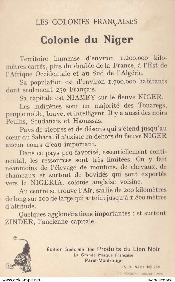 Les Colonies Françaises :  Le Niger   ///  Ref.  Janv. 21  //  N° 14.749 - Niger