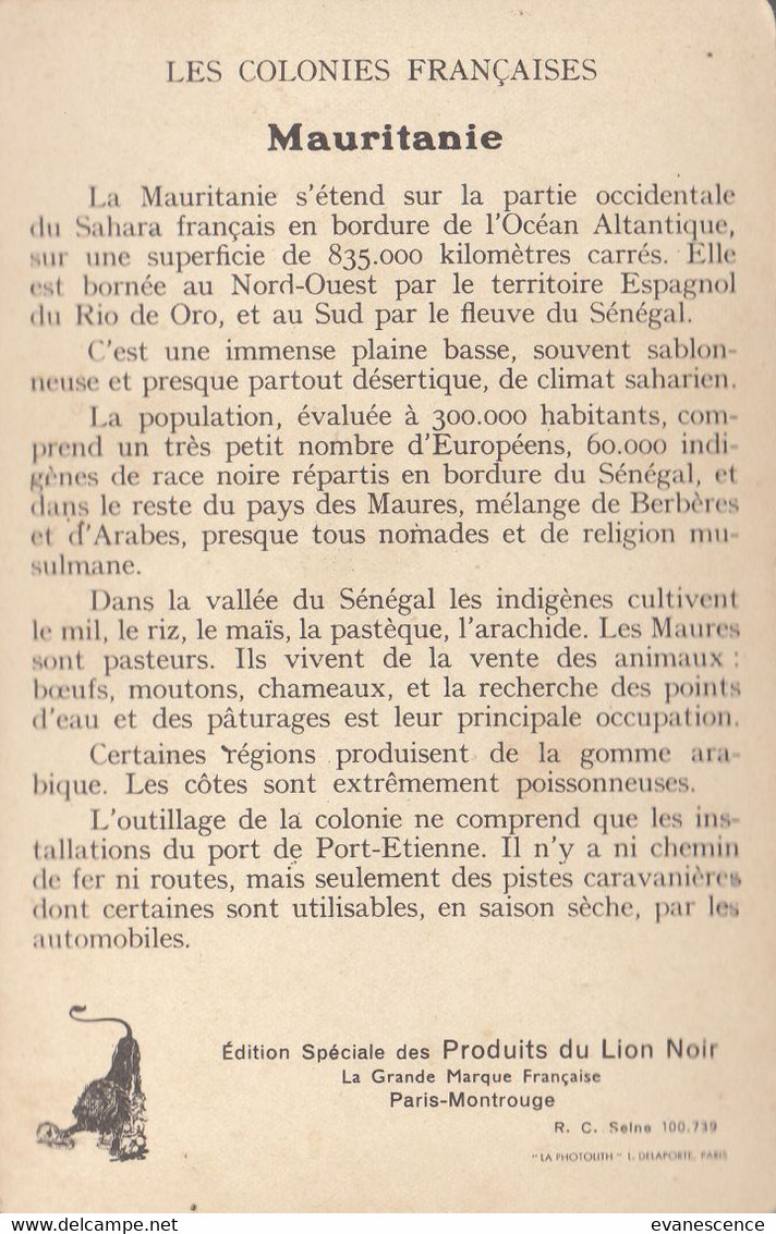 Les Colonies Françaises :  La Mauritanie (petit Défaut Bord H)   ///  Ref.  Janv. 21  //  N° 14.754 - Mauritanie