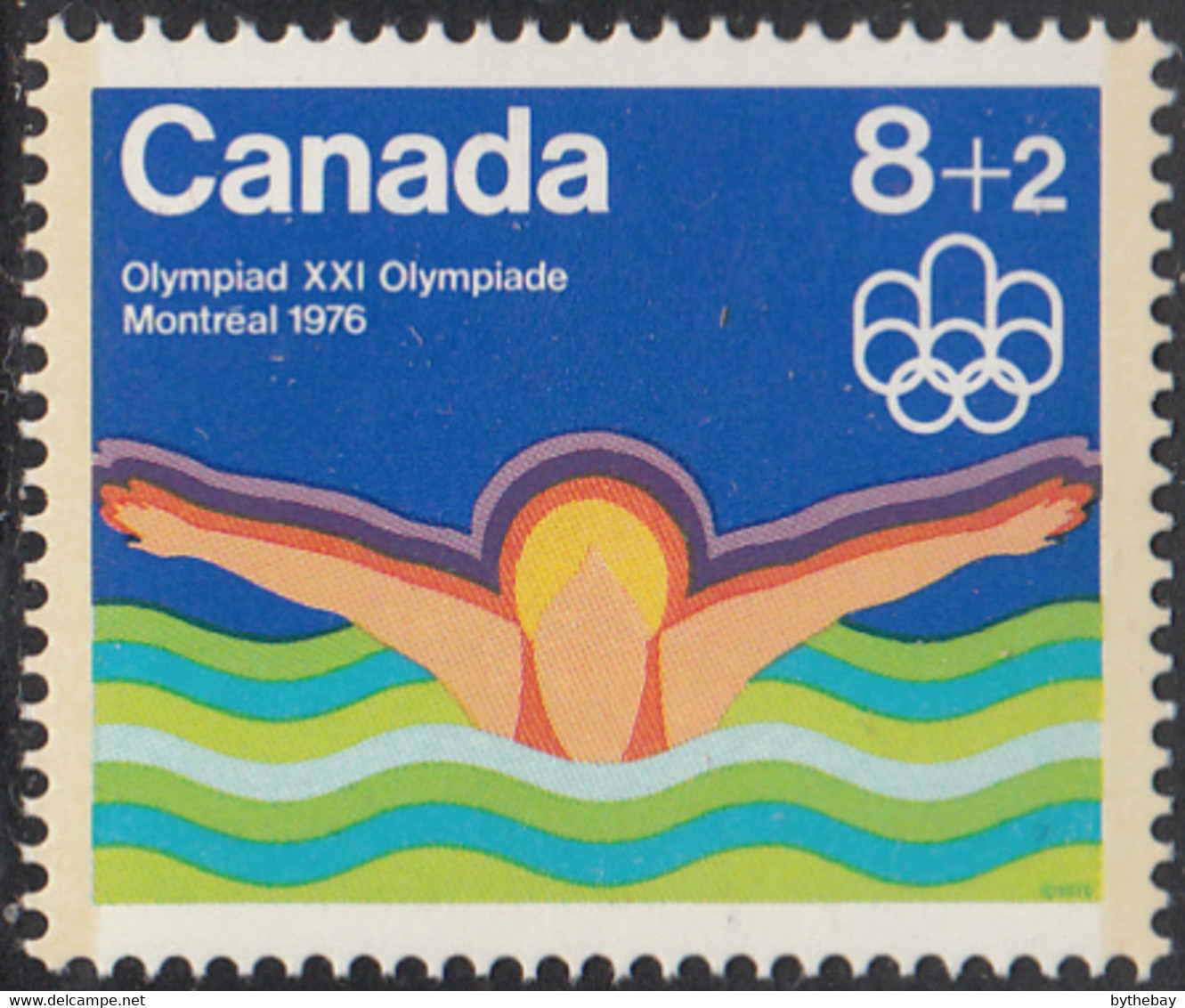 Canada 1975 MNH Sc #B4 8c + 2c Swimmer Olympic Symbols - Nuevos