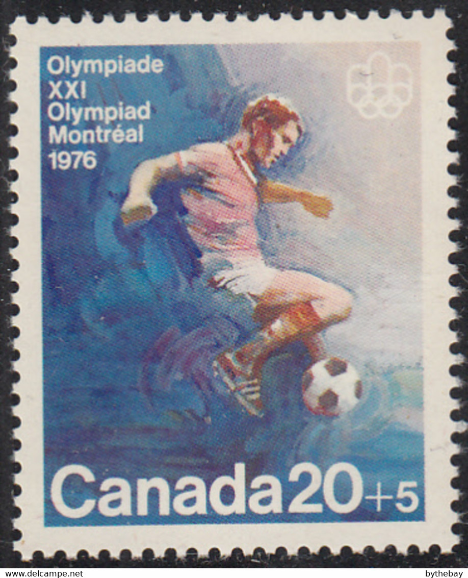 Canada 1976 MNH Sc #B12 20c + 5c Soccer Olympic Symbols - Unused Stamps