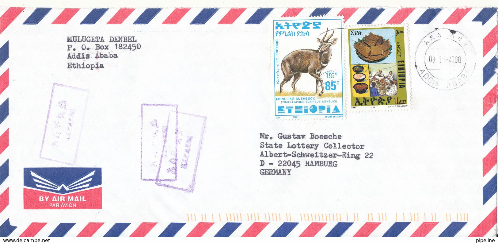 Ethiopia Air Mail Cover Sent To Germany 8-11-2000 - Ethiopia