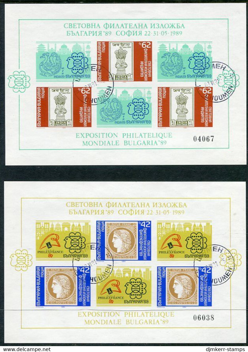 BULGARIA 1989 BULGARIA '89 Exhibition (V) Set Of 10 Imperforate Blocks Used.  Michel Blocks 195-204 - Blocks & Sheetlets