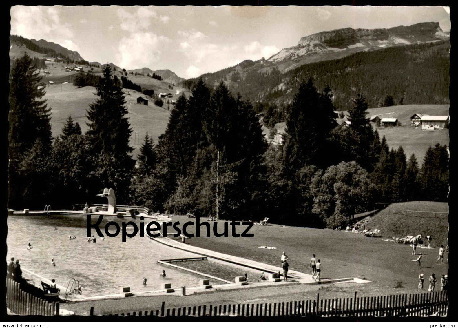 ÄLTERE POSTKARTE RIEZLERN SCHWIMMBAD FREIBAD BAD KLEINWALSERTAL Stempel Sondertarif Ansichtskarte AK Postcard Cpa - Kleinwalsertal