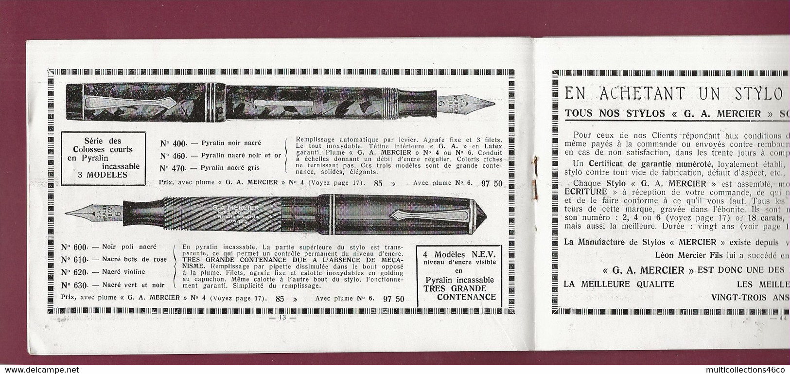 160121A - 1938 Catalogue Commercial STYLO L MERCIER à TOULON - Papeterie Plume - Drukkerij & Papieren
