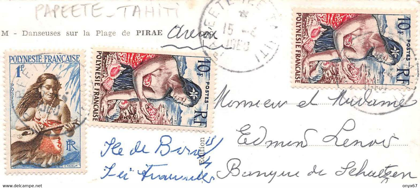 Danseuses Plage De PIRAE-Tahiti-Papeete-Polynésie Française-Timbre-Affranchissement-Cachet-Stamp-Briefmarken  3 SCANS - Polynésie Française